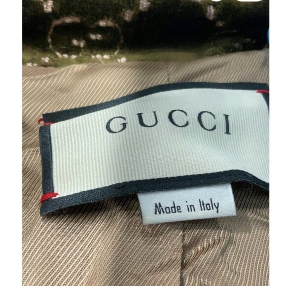 GUCCI GG LOGO MONOGRAM COAT SZ: EU(IT) 38 / US 2 SOFT RICH VELVET & LEATHER - Picture 9 of 16